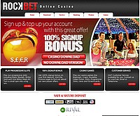 rockbet casino homepage screen shot